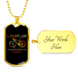 Cycopath Cycling Necklace Stainless Steel or 18k Gold Dog Tag 24"-Express Your Love Gifts