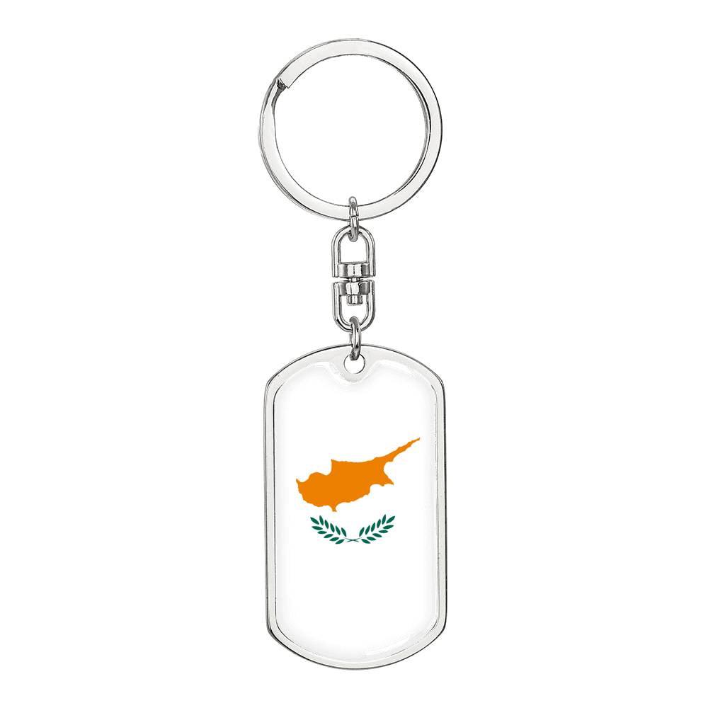 Cyprus Flag Keychain Dog Tag Stainless Steel or 18k Gold-Express Your Love Gifts