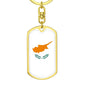 Cyprus Flag Keychain Dog Tag Stainless Steel or 18k Gold-Express Your Love Gifts