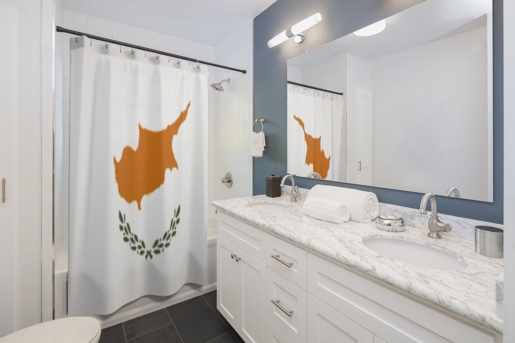 Cyprus Flag Stylish Design 71" x 74" Elegant Waterproof Shower Curtain for a Spa-like Bathroom Paradise Exceptional Craftsmanship-Express Your Love Gifts
