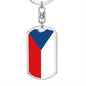 Czech Republic Flag Keychain Dog Tag Stainless Steel or 18k Gold-Express Your Love Gifts