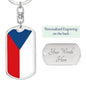 Czech Republic Flag Keychain Dog Tag Stainless Steel or 18k Gold-Express Your Love Gifts
