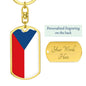 Czech Republic Flag Keychain Dog Tag Stainless Steel or 18k Gold-Express Your Love Gifts