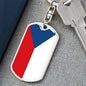 Czech Republic Flag Keychain Dog Tag Stainless Steel or 18k Gold-Express Your Love Gifts