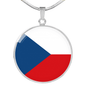 Czechia Flag Necklace Circle Pendant Stainless Steel or 18k Gold 18-22"-Express Your Love Gifts