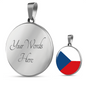 Czechia Flag Necklace Circle Pendant Stainless Steel or 18k Gold 18-22"-Express Your Love Gifts