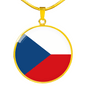 Czechia Flag Necklace Circle Pendant Stainless Steel or 18k Gold 18-22"-Express Your Love Gifts