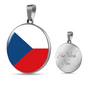 Czechia Flag Necklace Circle Pendant Stainless Steel or 18k Gold 18-22"-Express Your Love Gifts