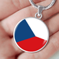 Czechia Flag Necklace Circle Pendant Stainless Steel or 18k Gold 18-22"-Express Your Love Gifts