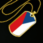 Czechia Flag Necklace Stainless Steel or 18k Gold Dog Tag 24" Chain-Express Your Love Gifts