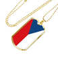 Czechia Flag Necklace Stainless Steel or 18k Gold Dog Tag 24" Chain-Express Your Love Gifts