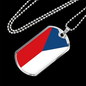 Czechia Flag Necklace Stainless Steel or 18k Gold Dog Tag 24" Chain-Express Your Love Gifts
