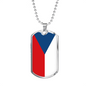Czechia Flag Necklace Stainless Steel or 18k Gold Dog Tag 24" Chain-Express Your Love Gifts