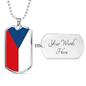 Czechia Flag Necklace Stainless Steel or 18k Gold Dog Tag 24" Chain-Express Your Love Gifts