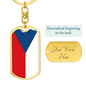 Czechia Flag Swivel Keychain Dog Tag Stainless Steel or 18k Gold-Express Your Love Gifts