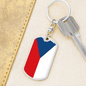 Czechia Flag Swivel Keychain Dog Tag Stainless Steel or 18k Gold-Express Your Love Gifts