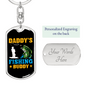Daady'S Fishing Buddy Keychain Stainless Steel or 18k Gold Dog Tag Keyring-Express Your Love Gifts