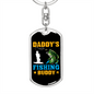 Daady'S Fishing Buddy Keychain Stainless Steel or 18k Gold Dog Tag Keyring-Express Your Love Gifts