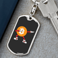 Dab Pose Bitcoin Crypto Keychain Stainless Steel or 18k Gold Dog Tag Keyring-Express Your Love Gifts
