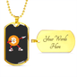 Dab Pose Bitcoin Crypto Necklace Stainless Steel or 18k Gold Dog Tag 24" Chain-Express Your Love Gifts