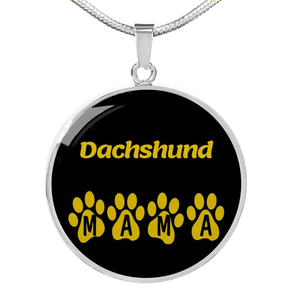 Dachshund Mama Circle Necklace Stainless Steel or 18k Gold 18-22" Dog Owner Lover-Express Your Love Gifts
