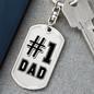 Dad #1 Keychain Stainless Steel or 18k Gold Dog Tag Keyring-Express Your Love Gifts