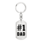 Dad #1 Keychain Stainless Steel or 18k Gold Dog Tag Keyring-Express Your Love Gifts