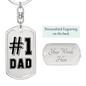 Dad #1 Keychain Stainless Steel or 18k Gold Dog Tag Keyring-Express Your Love Gifts