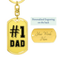 Dad #1 Keychain Stainless Steel or 18k Gold Dog Tag Keyring-Express Your Love Gifts