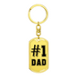 Dad #1 Keychain Stainless Steel or 18k Gold Dog Tag Keyring-Express Your Love Gifts
