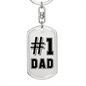 Dad #1 Keychain Stainless Steel or 18k Gold Dog Tag Keyring-Express Your Love Gifts