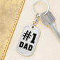Dad #1 Keychain Stainless Steel or 18k Gold Dog Tag Keyring-Express Your Love Gifts