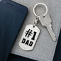 Dad #1 Keychain Stainless Steel or 18k Gold Dog Tag Keyring-Express Your Love Gifts