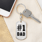Dad #1 Keychain Stainless Steel or 18k Gold Dog Tag Keyring-Express Your Love Gifts