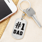 Dad #1 Keychain Stainless Steel or 18k Gold Dog Tag Keyring-Express Your Love Gifts