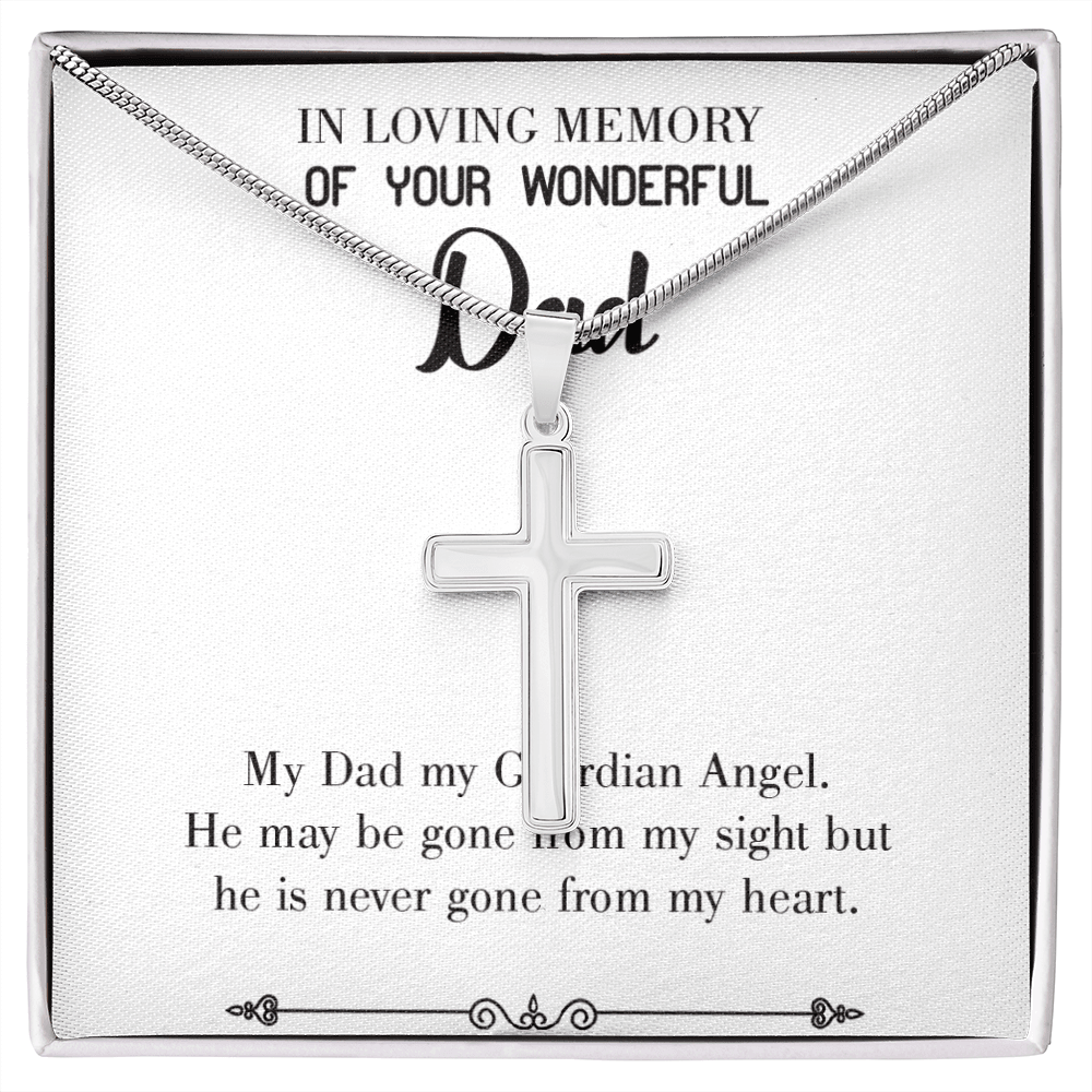 Dad A Guardian Angel Dad Memorial Gift Dad Memorial Cross Necklace Sympathy Gift Loss of Father Condolence Message Card-Express Your Love Gifts