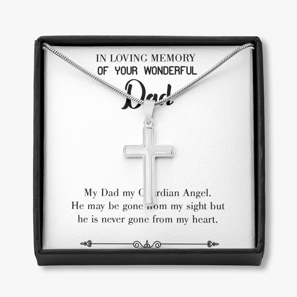 Dad A Guardian Angel Dad Memorial Gift Dad Memorial Cross Necklace Sympathy Gift Loss of Father Condolence Message Card-Express Your Love Gifts
