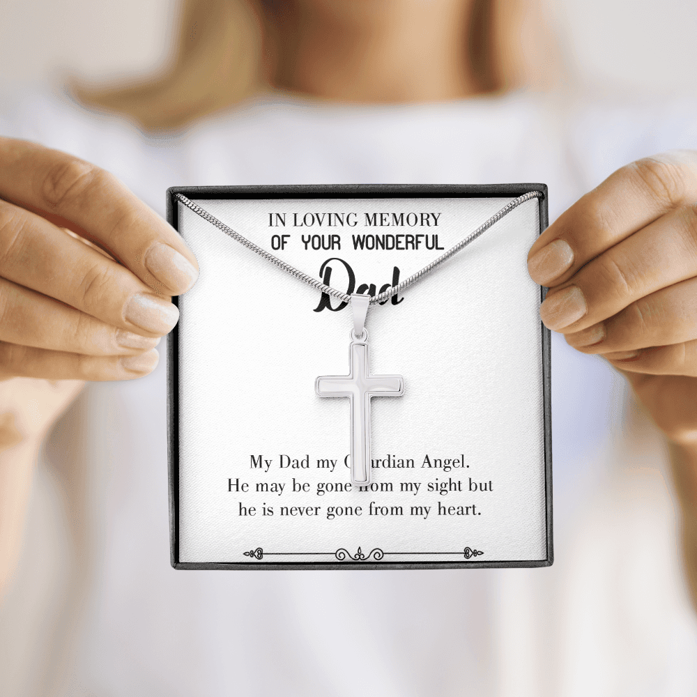 Dad A Guardian Angel Dad Memorial Gift Dad Memorial Cross Necklace Sympathy Gift Loss of Father Condolence Message Card-Express Your Love Gifts