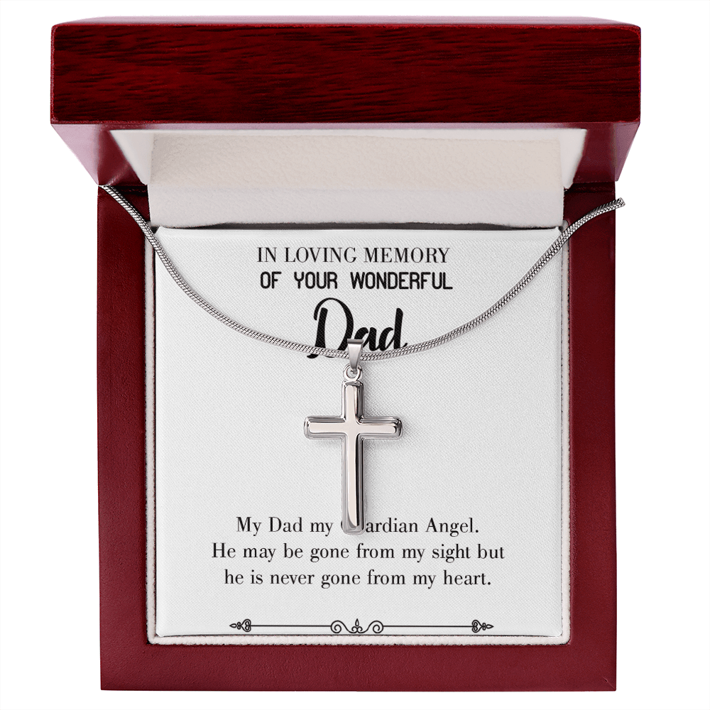 Dad A Guardian Angel Dad Memorial Gift Dad Memorial Cross Necklace Sympathy Gift Loss of Father Condolence Message Card-Express Your Love Gifts