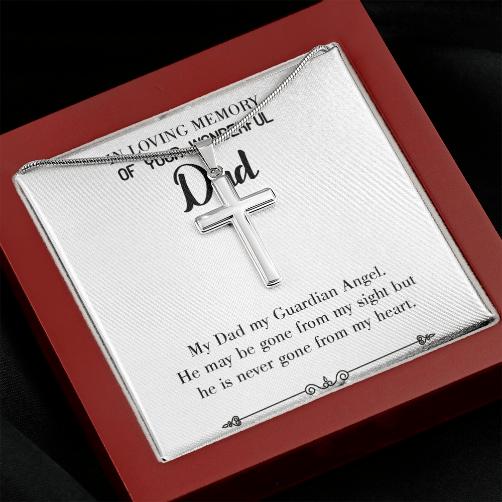 Dad A Guardian Angel Dad Memorial Gift Dad Memorial Cross Necklace Sympathy Gift Loss of Father Condolence Message Card-Express Your Love Gifts
