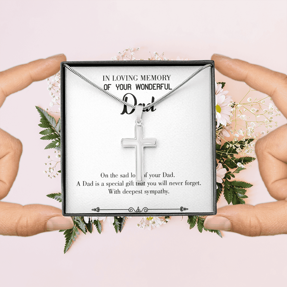 Dad a Special Gift Dad Memorial Gift Dad Memorial Cross Necklace Sympathy Gift Loss of Father Condolence Message Card-Express Your Love Gifts