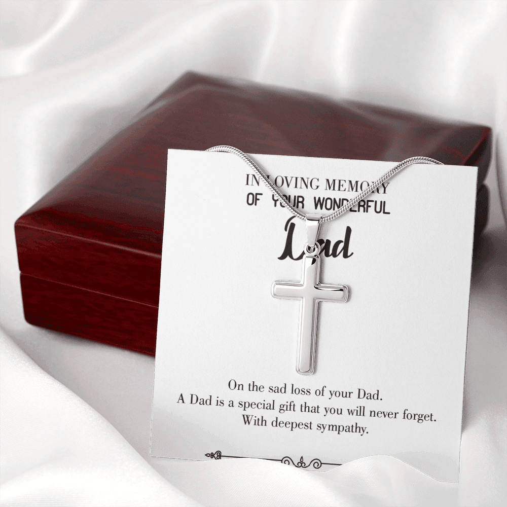 Dad a Special Gift Dad Memorial Gift Dad Memorial Cross Necklace Sympathy Gift Loss of Father Condolence Message Card-Express Your Love Gifts