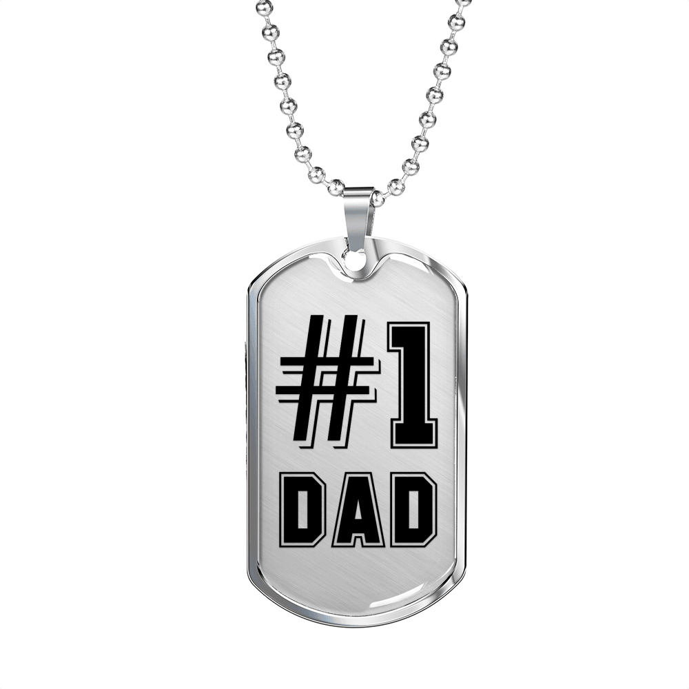 Dad Always #1 Necklace Stainless Steel or 18k Gold Dog Tag 24" Chain-Express Your Love Gifts