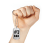 Dad Always #1 Necklace Stainless Steel or 18k Gold Dog Tag 24" Chain-Express Your Love Gifts