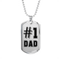 Dad Always #1 Necklace Stainless Steel or 18k Gold Dog Tag 24" Chain-Express Your Love Gifts