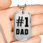 Dad Always #1 Necklace Stainless Steel or 18k Gold Dog Tag 24" Chain-Express Your Love Gifts