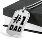 Dad Always #1 Necklace Stainless Steel or 18k Gold Dog Tag 24" Chain-Express Your Love Gifts