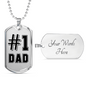 Dad Always #1 Necklace Stainless Steel or 18k Gold Dog Tag 24" Chain-Express Your Love Gifts
