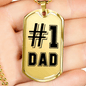 Dad Always #1 Necklace Stainless Steel or 18k Gold Dog Tag 24" Chain-Express Your Love Gifts