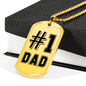 Dad Always #1 Necklace Stainless Steel or 18k Gold Dog Tag 24" Chain-Express Your Love Gifts